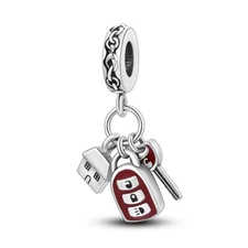 MULA European 925 Silver Plated Car Key Pendant DIY Charm Enamel For Bracelet