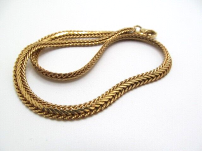 Vintage Gold Tone Thick Twist Foxtail 5.80mm Chain Necklace 15.5