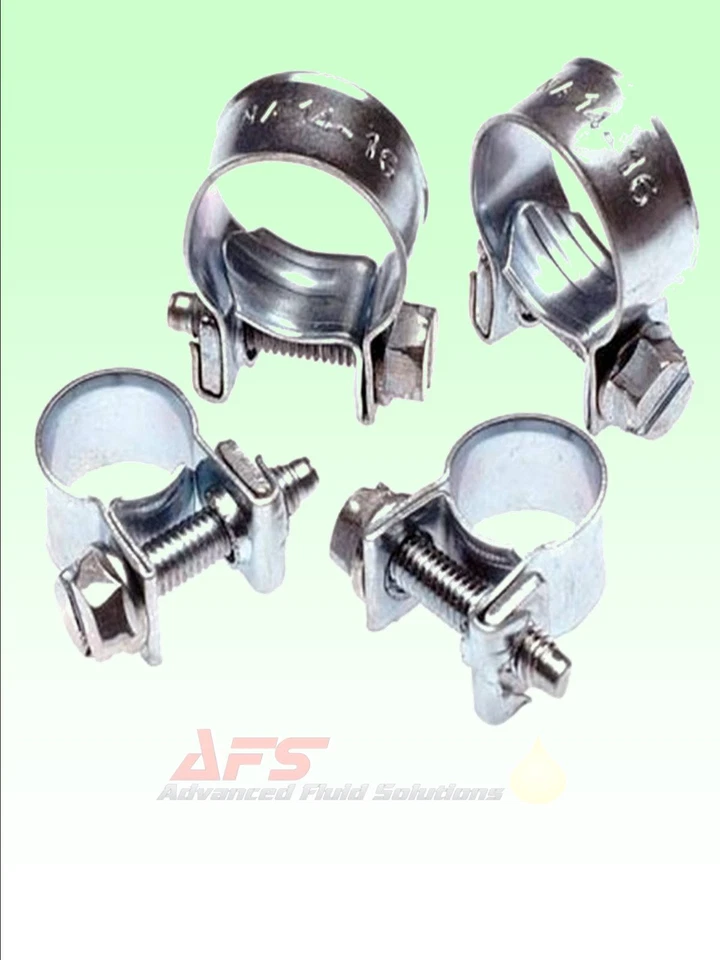 4 x Zinc Plated Mini Jubilee Fuel Hose Line Rubber Pipe Clips Silicone Clamps UK