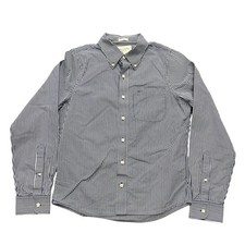 Abercrombie & Fitch Button Down Shirt Mens Medium Navy White Muscle Fit Striped