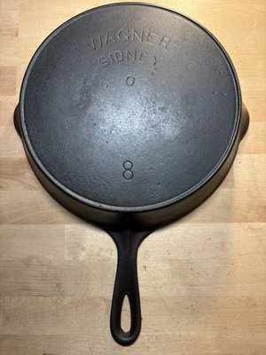 #ad Wagner #8 Double Arc Logo Cast Iron Skillet Vintage Antique Restored Pan $60.00