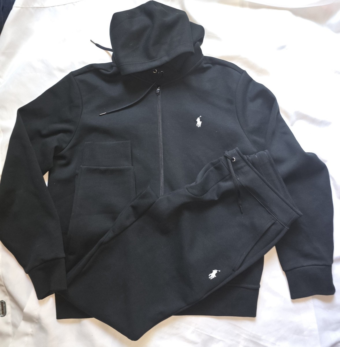 Ralph Lauren Double Knit Black Tracksuit Jogger Pant/Zip Hoodie