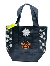 Viral OOAK hand embroidered Trader Joe’s black mini tote bag NWT