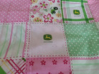New ListingVtg John Deere Pink fabric Quilt Block Squares Cotton Material Rare 1.5 Yards