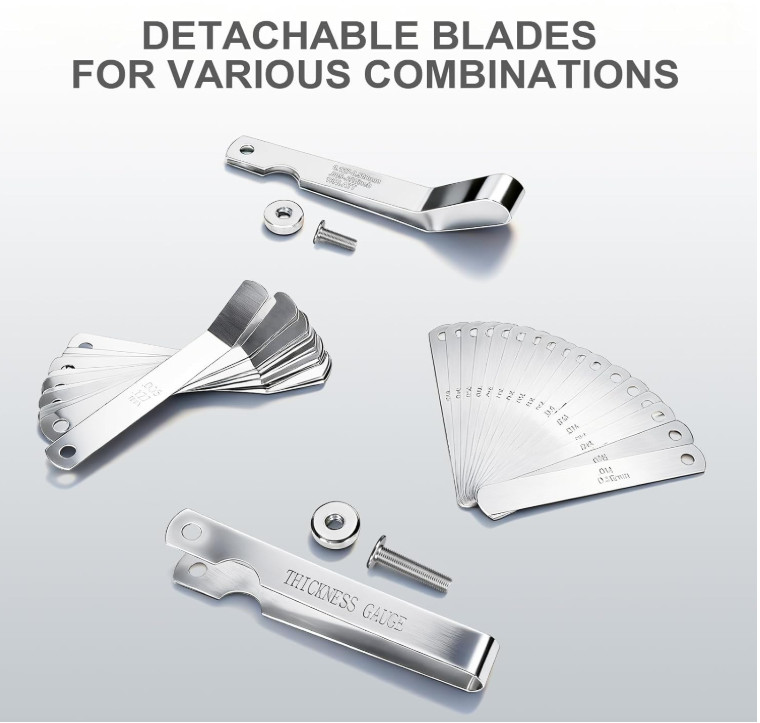 2Pcs Stainless Steel Feeler Gauge Set,32 Straight Blades Feeler Gauge16 Piece...