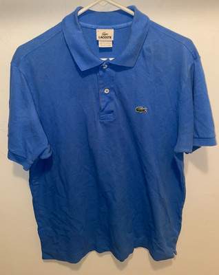 Lacoste Polo Shirt Mens 5 Large Blue Classic Pique Short Sleeve Croc Logo Casual
