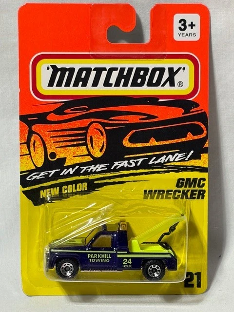 Matchbox #21 GMC Wrecker Tow Truck, Purple, NIB, 1/64 - Image 2 of 2