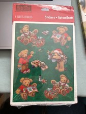 Vintage Christmas Hallmark Stickers Teddy Bear 4 Sheets Sealed