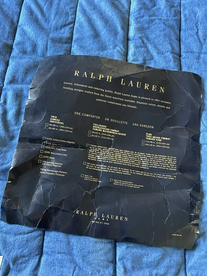 VTG Ralph Lauren TWIN Windward Flag Denim COMFORTER Jean Medium Wash 84x64 USA - Image 3 of 4