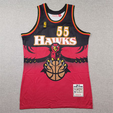 NBA Retro Atlanta Hawks 55 Basketball Jersey Red