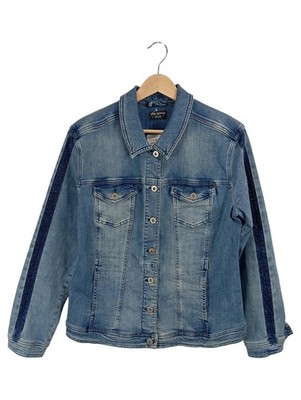 Via Appia Due Damen Jeansjacke Gr. 42 Blau Glitzer-Streifen