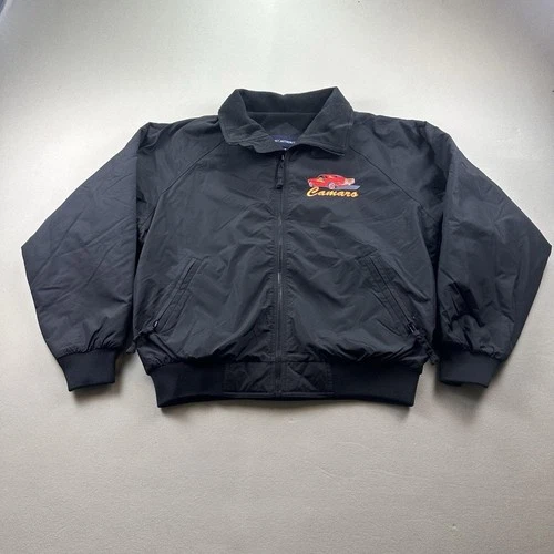 Vintage Chevrolet Camaro Jacket Mens Medium Black Fleece Lined Cars Full Zip 90s - product listing photo
