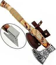Viking Axe Bearded Hatchet Axe Ash Wood Tomahawk Hunting Axe Battle Ready Axe