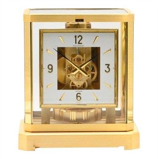 VINTAGE JAEGER LECOULTRE CAL 528 8 ATMOS SWISS DESK CLOCK YELLOW GOLD PLATE