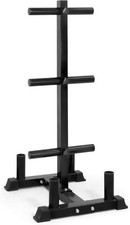 Olympic Bumper Plate Tree Rack with 6 Weight Posts and 4 Barbell Storage Holders