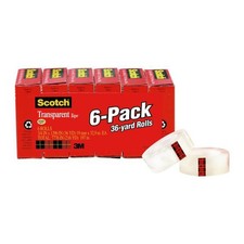Scotch Transparent Tape 600 : 3/4 in. x 36 yds. Transparent  6-pack