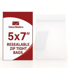 1000 5x7 Clear Plastic Zipper Poly Locking Reclosable Bags 2 MiL