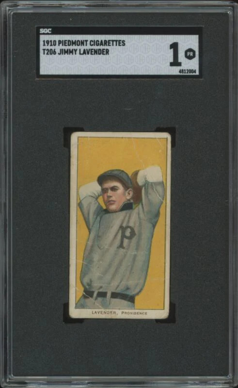 1909 T206 JIMMY LAVENDER NNO POOR PIEDMONT 350 SGC 1 BASEBALL PROVIDENCE GRAYS