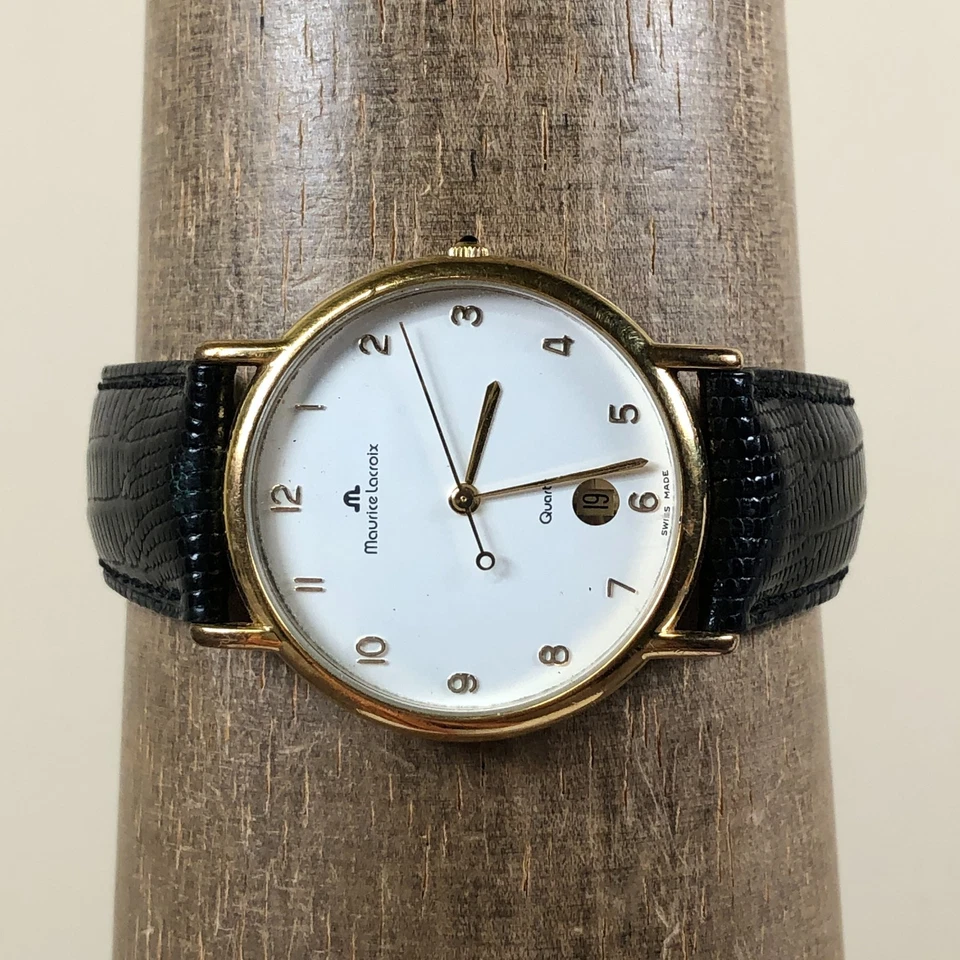 Reloj De Colección Maurice Lacroix Hombre 92127 Vestido Cuero Negro Cuarzo 34mm 7 1/4" Foto 2 de 4