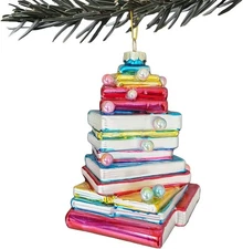 Glass Christmas Ornament, Book Tree, Merry for... 