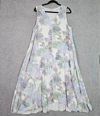 Kaktus Italy Dress Womens Size L Linen Blend Lagenlook Flowy Side pockets |  eBay