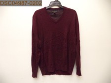 Pre-Owned - Club Room Men's V-Neck Sweater, M, Medium, Burgundy, 21" Bust