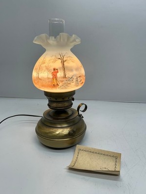 Vtg Fenton Limited Edition 110/250 Michael Dickinson In Season Hunter Lamp Light