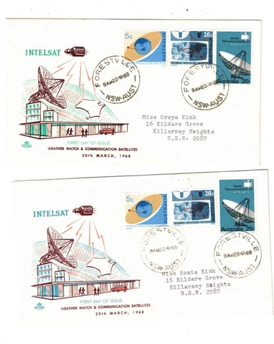 Australia 1968 Weather / Satellite on ROYAL FDCs,cds FORESTVILLE NSW   (2)