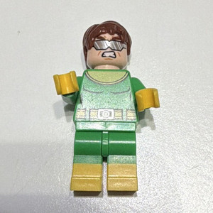 LEGO Minifigure Green Outfit, Brown Hair, Glasses Plastic Figure