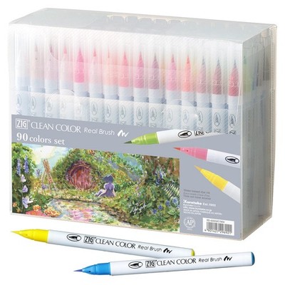 Zig Clean Color Real Brush 90 colors set, Brush tip marker pens, for Professi...