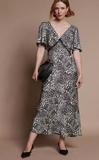 FREEMANS Print Lace Midi Dress in Black UK 18 Plus (fm228-10)