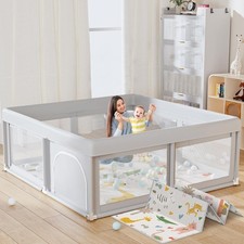Large Baby Playpen with Soft Mat, 50x50 Inch Safe Play Area for Toddlers
