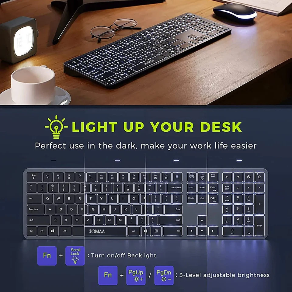 Backlight Wireless Keyboard and Mouse Combo for Laptop PC Silent Click Keyboard - Image 4 of 4