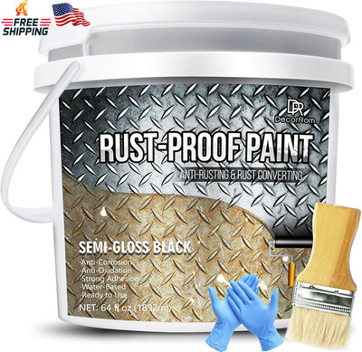 2 in 1 Rust Converter & Metal Primer   64Oz Black Rust Reformer Paint for Metal,