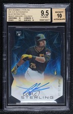 2014 Bowman Sterling Die-Cut Blue Refractor /30 Gregory Polanco BGS 9.5 Auto 0s3
