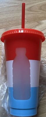 Rot weiß und blau Kaltbecher mit Strohhalmdeckel und Tasse 24 Unzen 