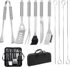 11Pcs BBQ Grilling Tools Set, Stainless Steel Grill Accessories Kit