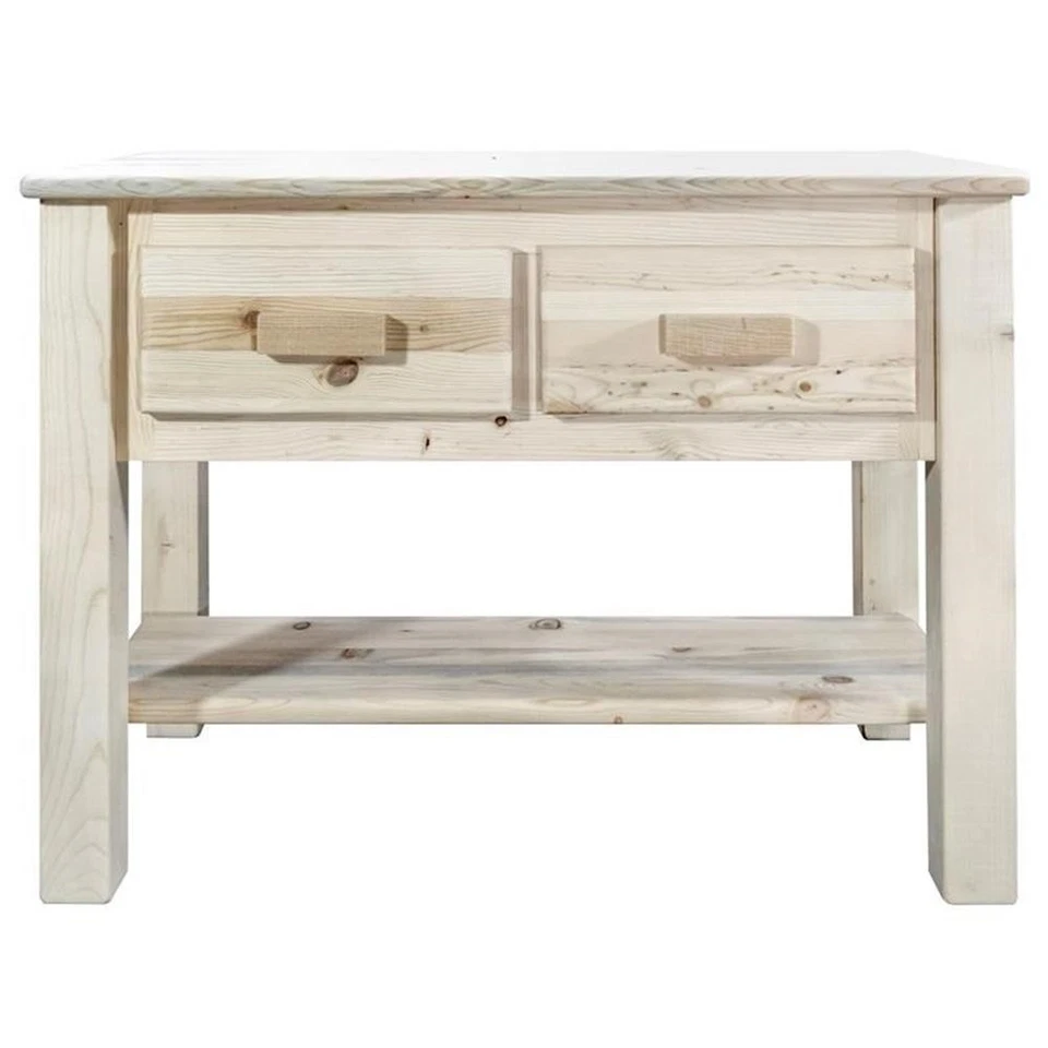 Montana Woodworks Homestead Wood Console Table with 2 Drawers in Natural - Image 3 of 4