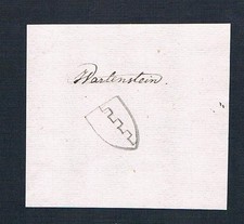 18th Century Wartenstein Noble Manuscript Coat of Arms