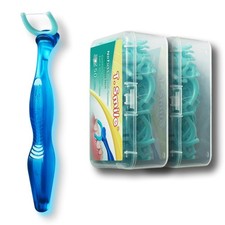 Dental Flosser Kit with Long Handle 100 Extra-Strength Floss Refills