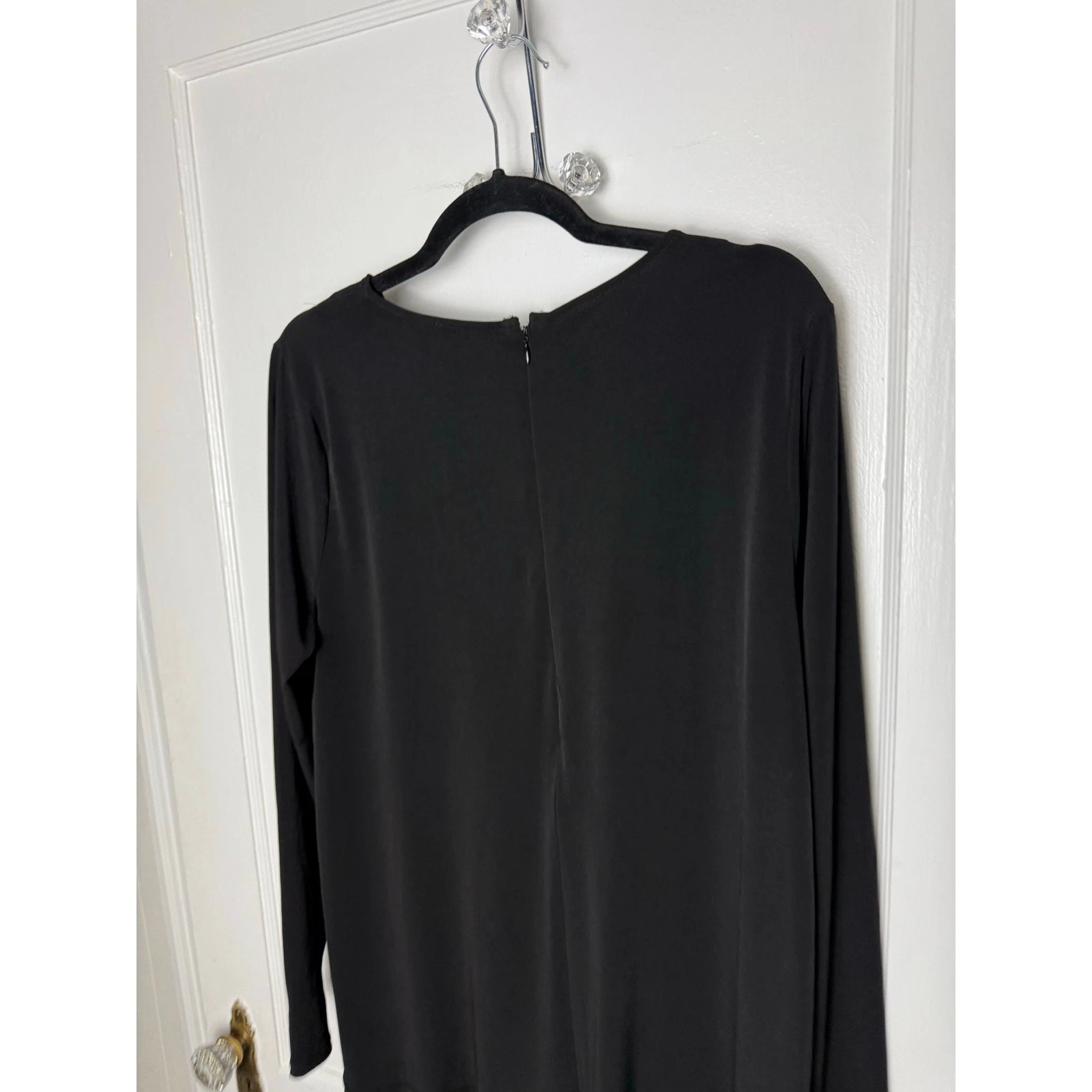 Abito Michael Kors nero elasticizzato manica lunga floreale abbellimento oro taglia XL