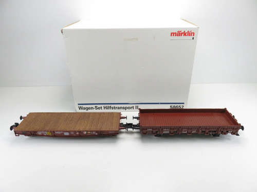 (1HOL461) Märklin 58652 Wagen-Set "THW Hilfstransport II", 1 DC, OVP | Condition: Gebraucht