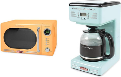 Vintage Microwave & 12-Cup Programmable Coffee Maker with LED Display