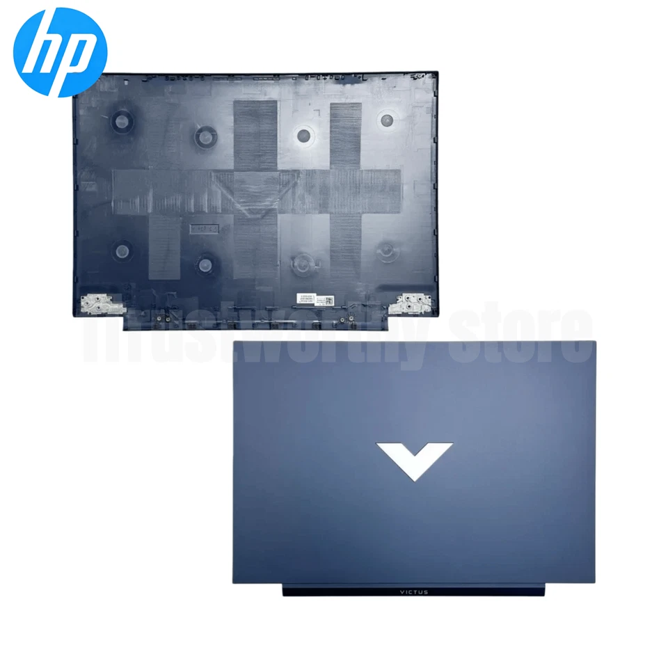 Nueva cubierta trasera HP 7/8 Victus 16-D 16-E TPN-Q264 + bisel + bisagras azul EE. UU. Foto 2 de 4