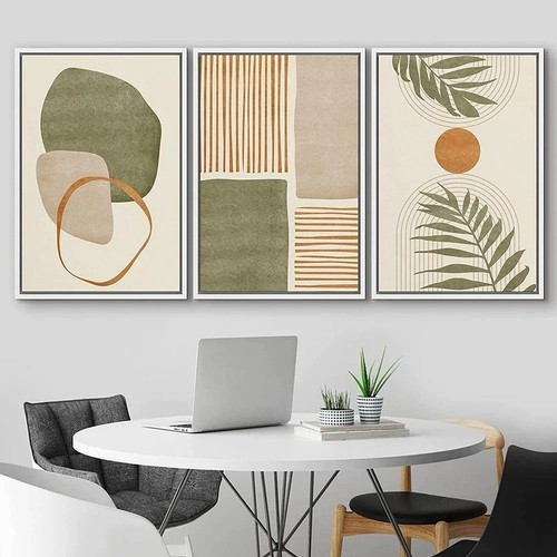 3er Set Tropische Blätter Abstrakte Leinwandbilder Boho Wandbilder für Moderne Deko - Bild 2 von 7