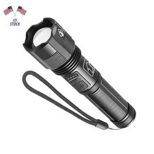 LED Flashlight Tactical Rechargeable Super Bright Work Lights Retractable Zoom
