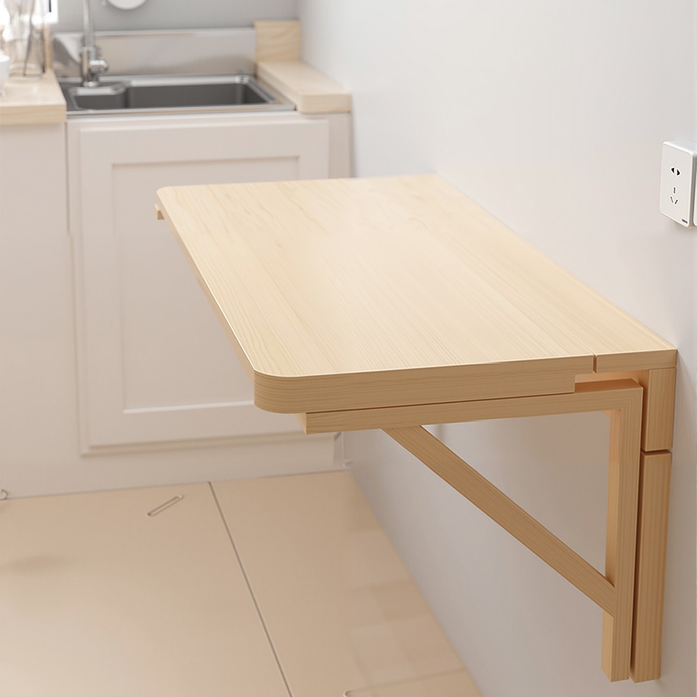 Folding Drop Leaf Table Dining Laptop Study Desk Shelf Space Saving 50/60/70cm