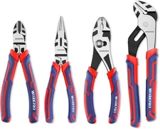WORKPRO 4-Piece CR-V Pliers Set with Long Nose, Cutter & Joint Pliers
