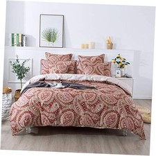 Paisley Duvet Cover Set and Beige Reversible Paisley Floral Bedding Queen Red