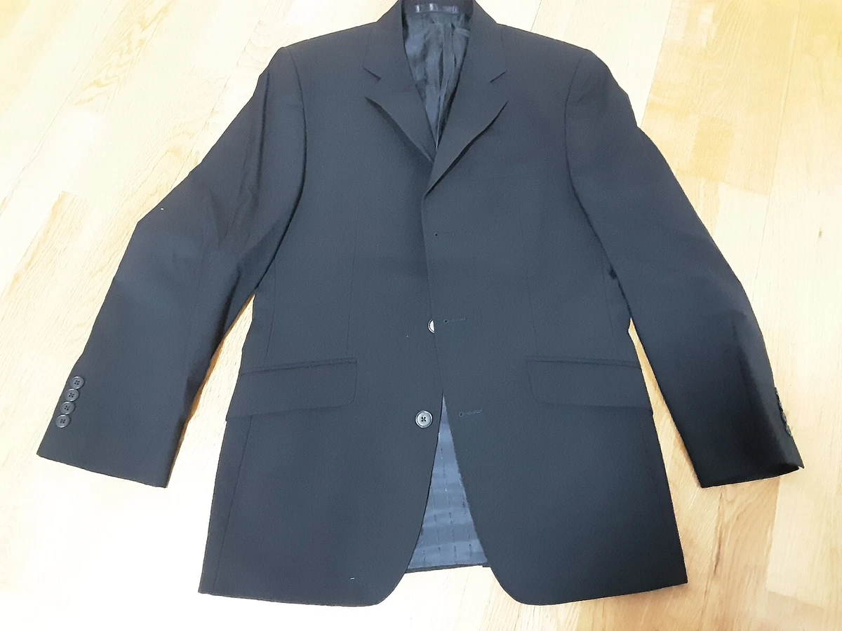 Jaeger Mens Black Wool Jacket Suit Jacket Size 38s CJ26 6